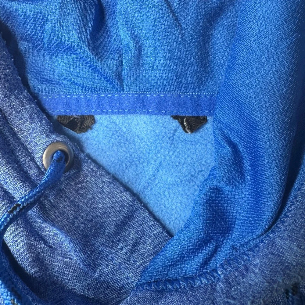 The North Face Hoodie Mens L Blue Logo Pullover Heathered Fleece Sweatshirt